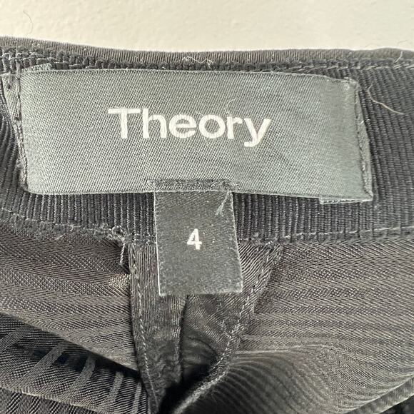 THEORY Black Pajama Pant in Hammered Viscose Satin Side-Zip Full Length 4 S - Picture 7 of 9